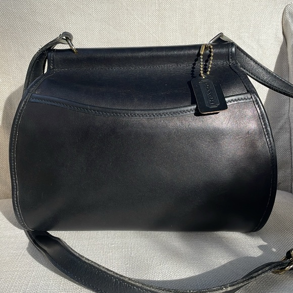 Post Pouch black leather satchel cross body purse EUC - Picture 4 of 12